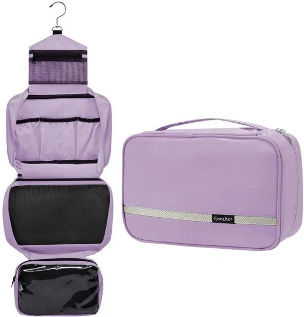 Grande trousse de toilette de voyage violette pour maquillage et soins