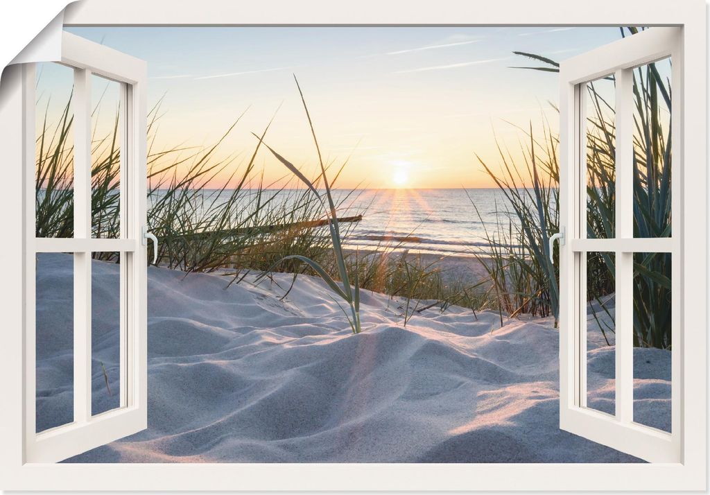 ARTland Poster Ostseestrand, weißes Fenster Größe: 100x70 cm