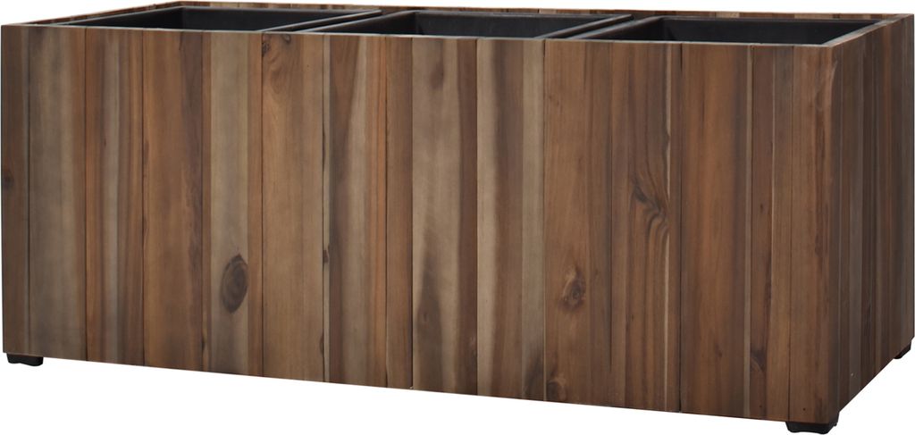 Pflanzgefäß Colorado 4 Pflanzkasten Blumenkasten Akazienholz 33x93x31 cm mit Einsatz