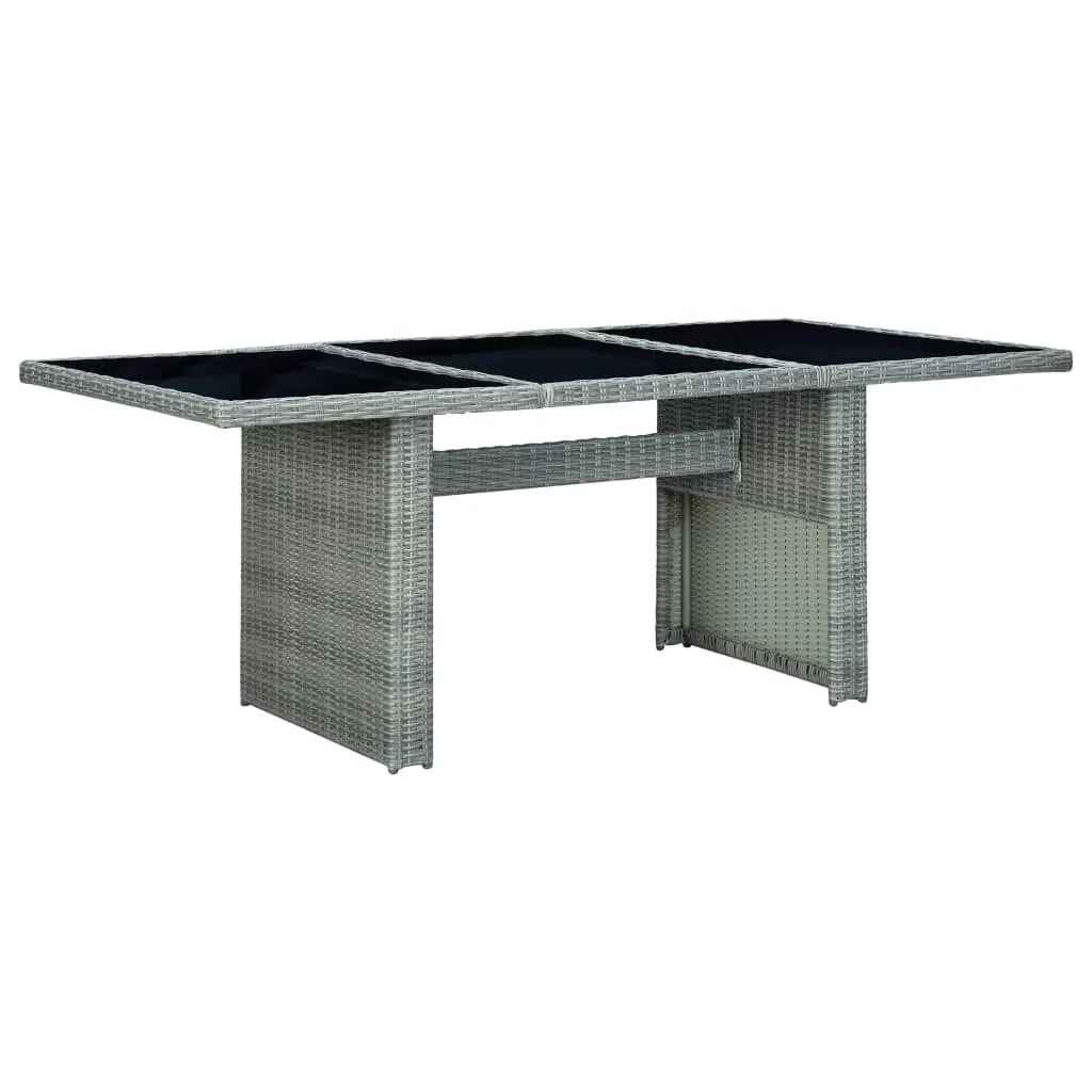 Grande table de terrasse grise pour repas de famille en rotin synthétique