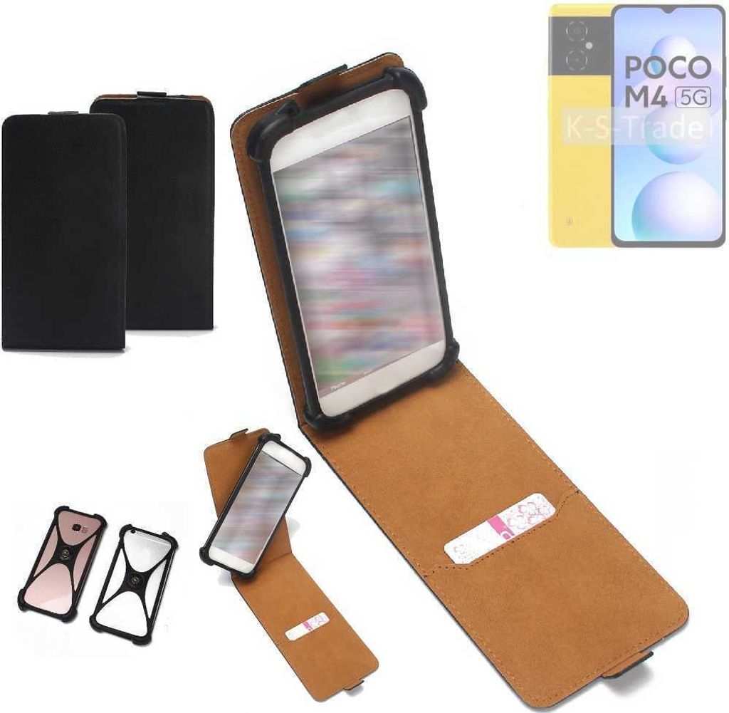 K-S-Trade Handyhülle Schutzhülle kompatibel mit POCO M4 5G Hülle Case Cover Flip Style Bumper schwarz 1x