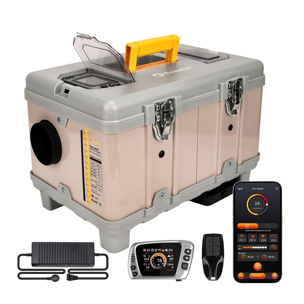 Sunster Standheizung Dieselheizung 8KW 12V 110-240V mit Start/Stopp & Belüftung – Leise Heizung mit Bluetooth für Auto, LKW, Wohnmobil, Boot & ...