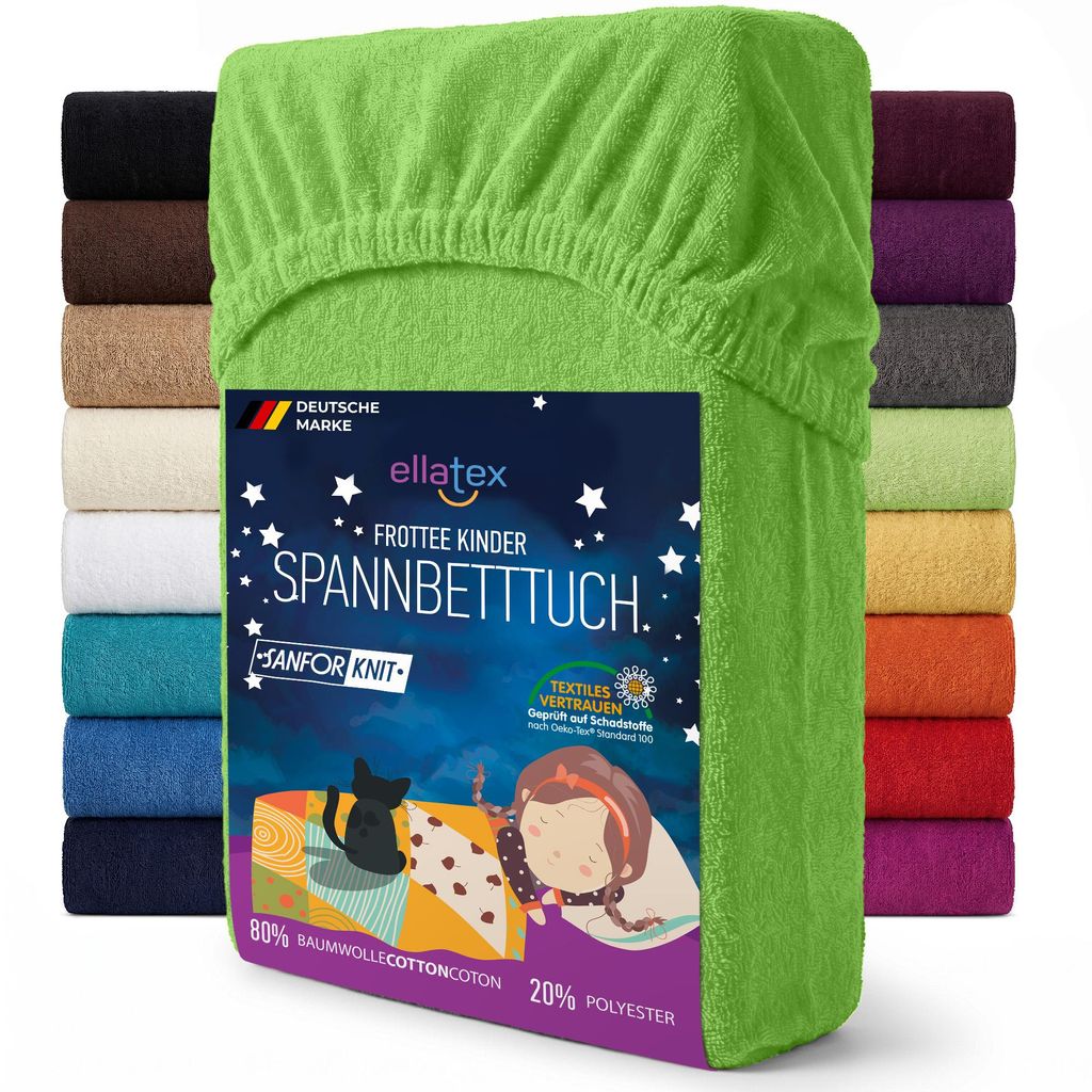 EllaTex Frottee Spannbettlaken 70x140 Baumwolle – weich, Produktbild 
