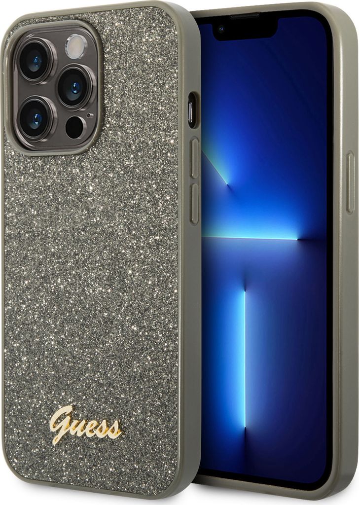 Guess Glitter Flakes Metal Logo Case - puzdro pre iPhone 14 Obrázok produktu 