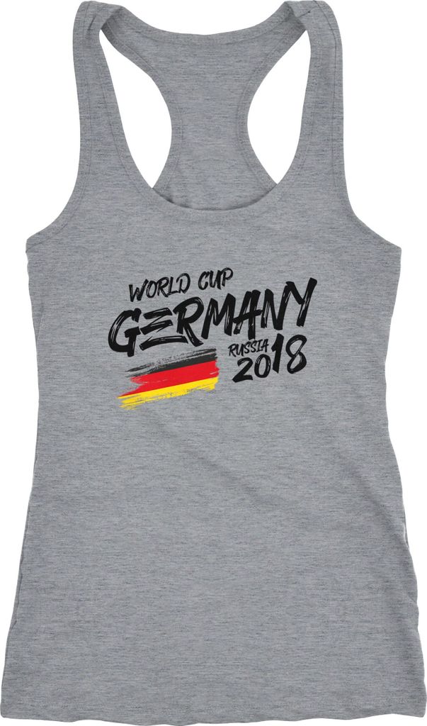 Damen Deutschland Tanktop WM Fußball Weltmeisterschaft 2018 World Cup Fan-Shirt Germany Moonworks grau XS