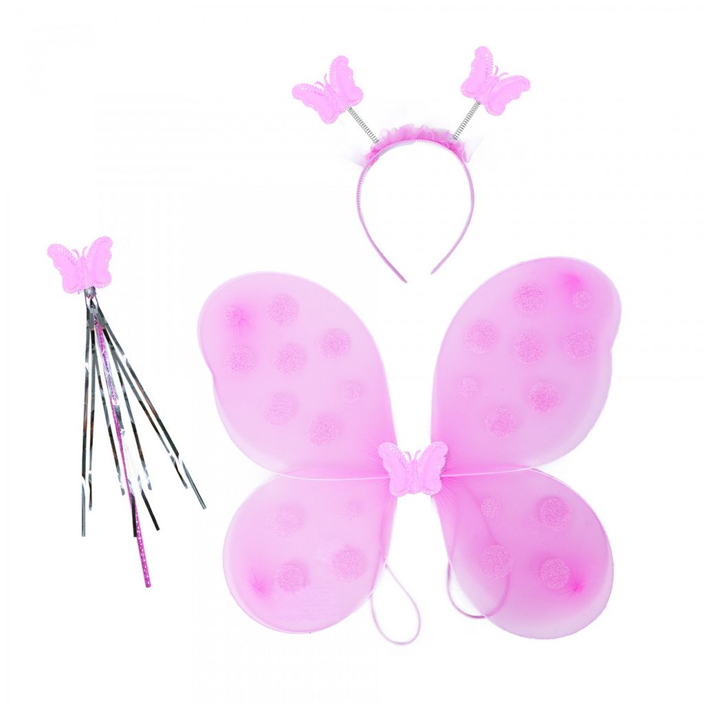 Rappa 218741 Kostüm Verkleidung Zubehör Schmetterlingselfe - Flügel,  Haarreifen und Zauberstab