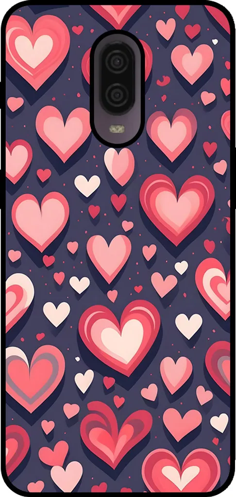 Cover OnePlus 6T Heart Print Smartphonica - Protezione TPU Sottile