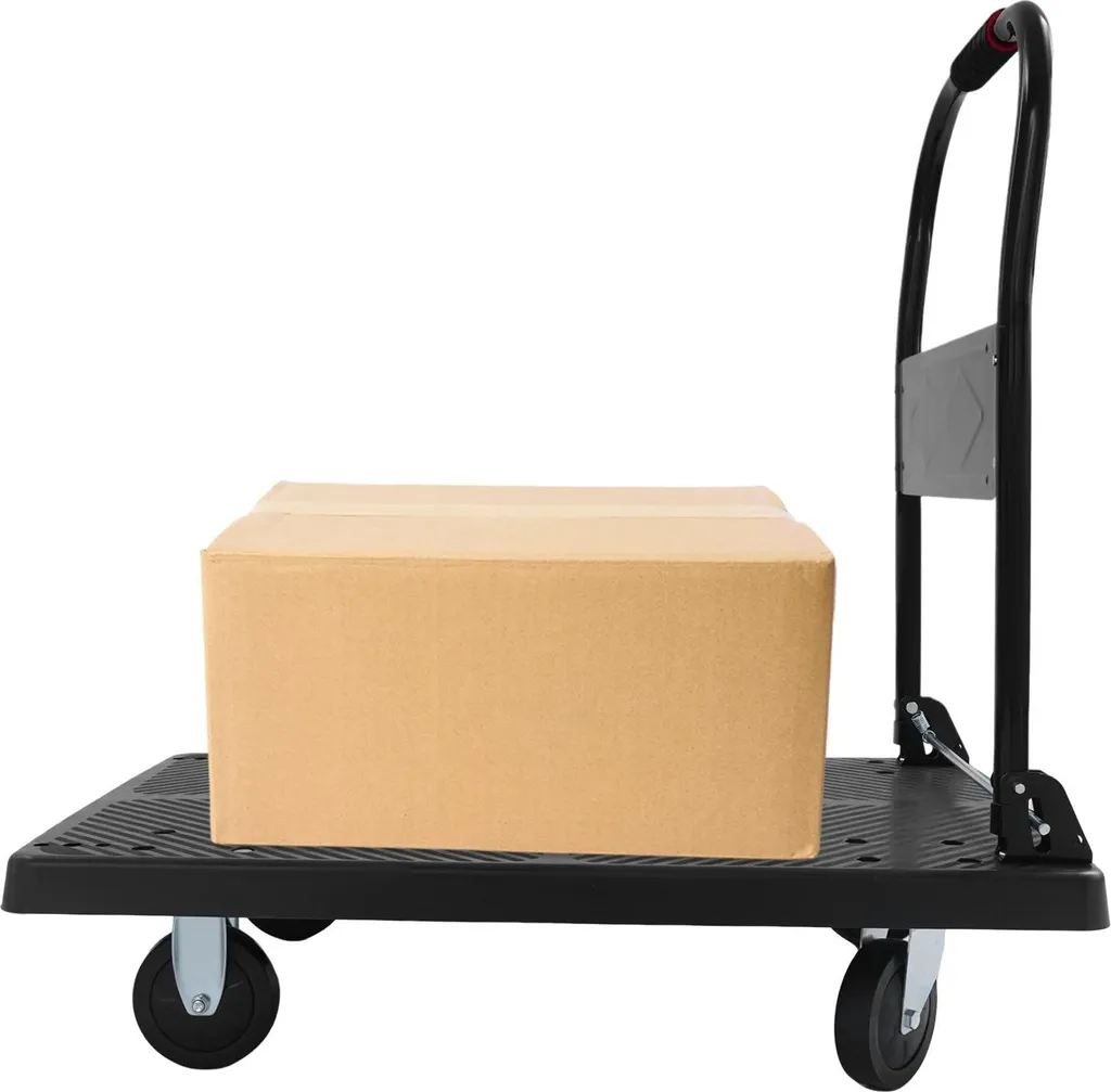 Chariot de manutention silencieux 400 kg - Plateau robuste 58x88cm Noir