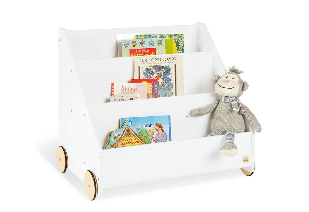 Aménager un coin lecture enfant avec la bibliothèque Lasse blanc mobile