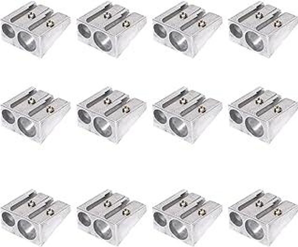 12 Stück Magnesium-Anspitzer, Doppelspitzer Doppelklinge, Elektrischer Anspitzer, FüR Familie Schule BüRo (Silber)