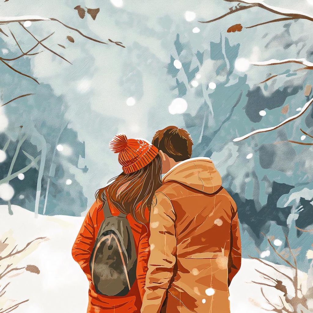Plakat 20x20cm Gemeinsam im Schnee