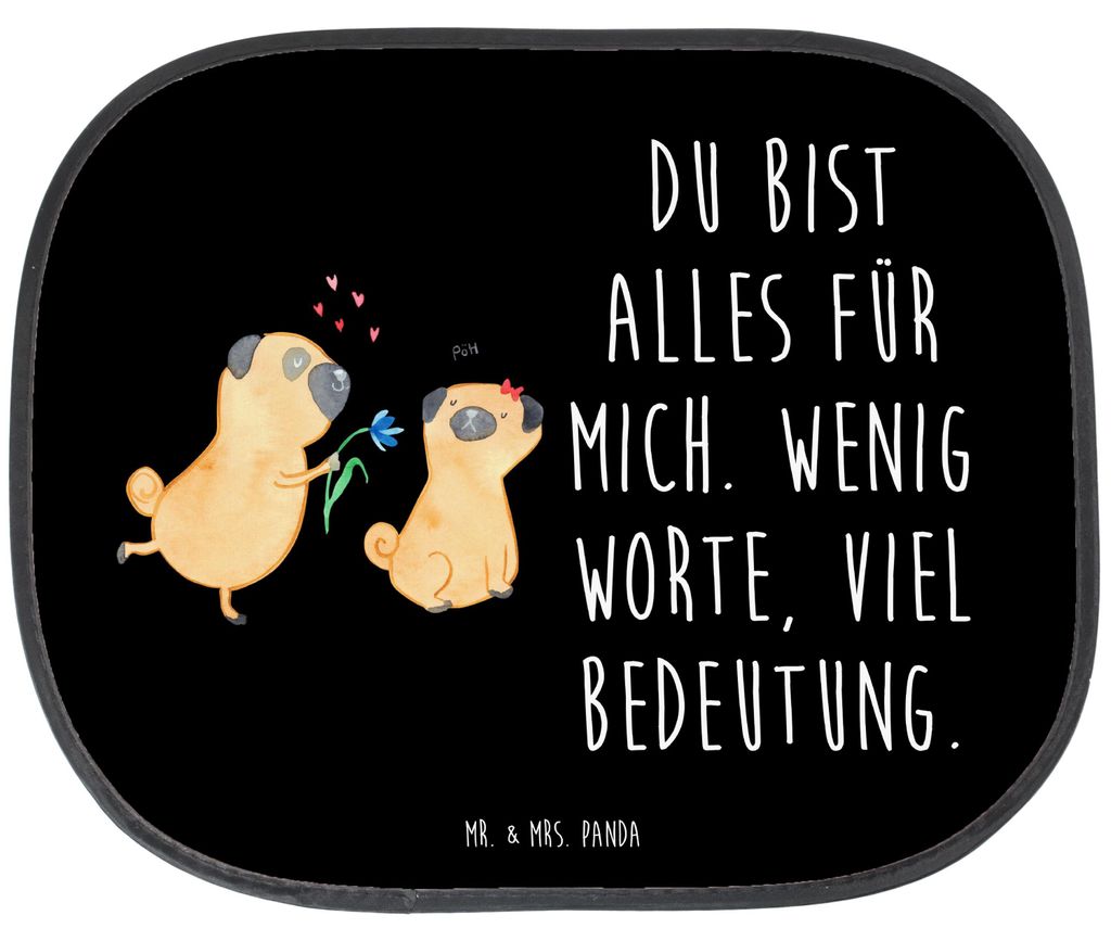 Mr. & Mrs. Panda Sonnenschutz Auto Mops Verliebt - Schwarz - Geschenk, Hund, Liebe, Pure, Sonnenblende, Partner, Knuffig, Pkw, Sprüche, saugnapf