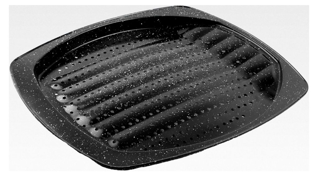 Backblech mit Löchern für Pommes Frites - 39x34 cm - Kohlenstoffstahl Antihaft Schwarz Marmor