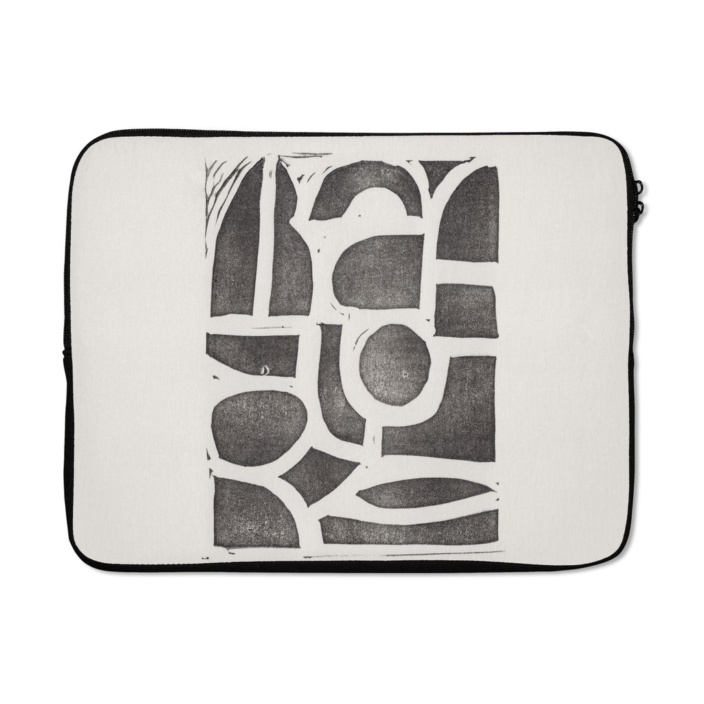 MuchoWow Laptop Hülle 15 Zoll Abstrakt - Formen - Schwarz Laptoptasche - Laptoptasche - Sleeve - Rundum-Schutz