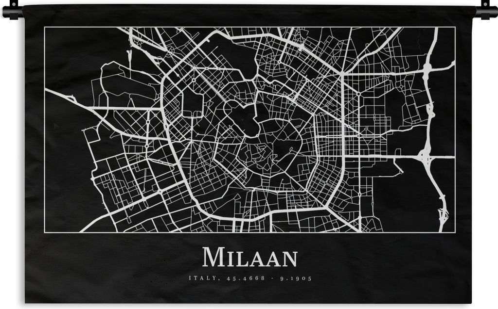 MuchoWow Wandteppich Wandbehang Mailand - Karte - Stadtplan 60x40 cm Tapisserie Dekoration Wandtuch - Wanddekorationen