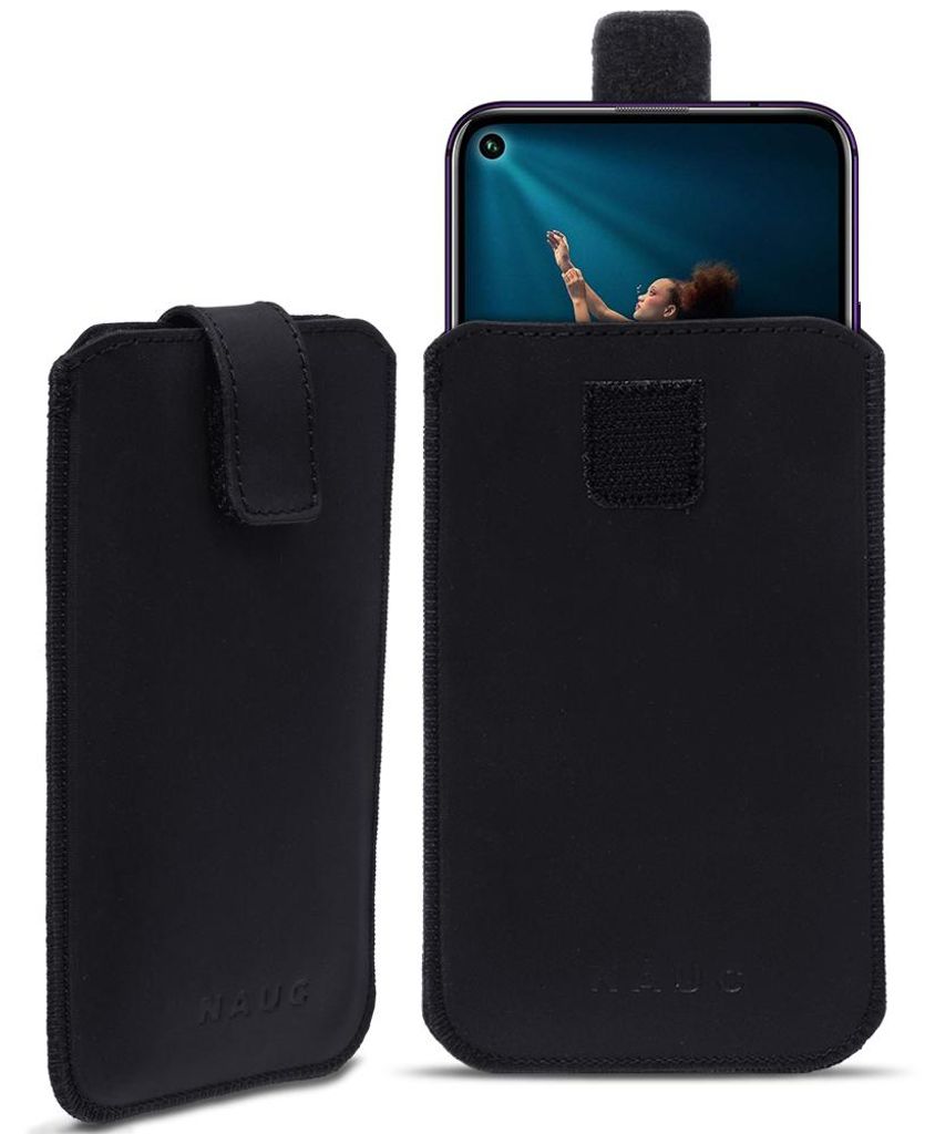 Leder Hülle Huawei Honor 20 Pro Schwarz Tasche Handyhülle Pull Tab Schutzhülle