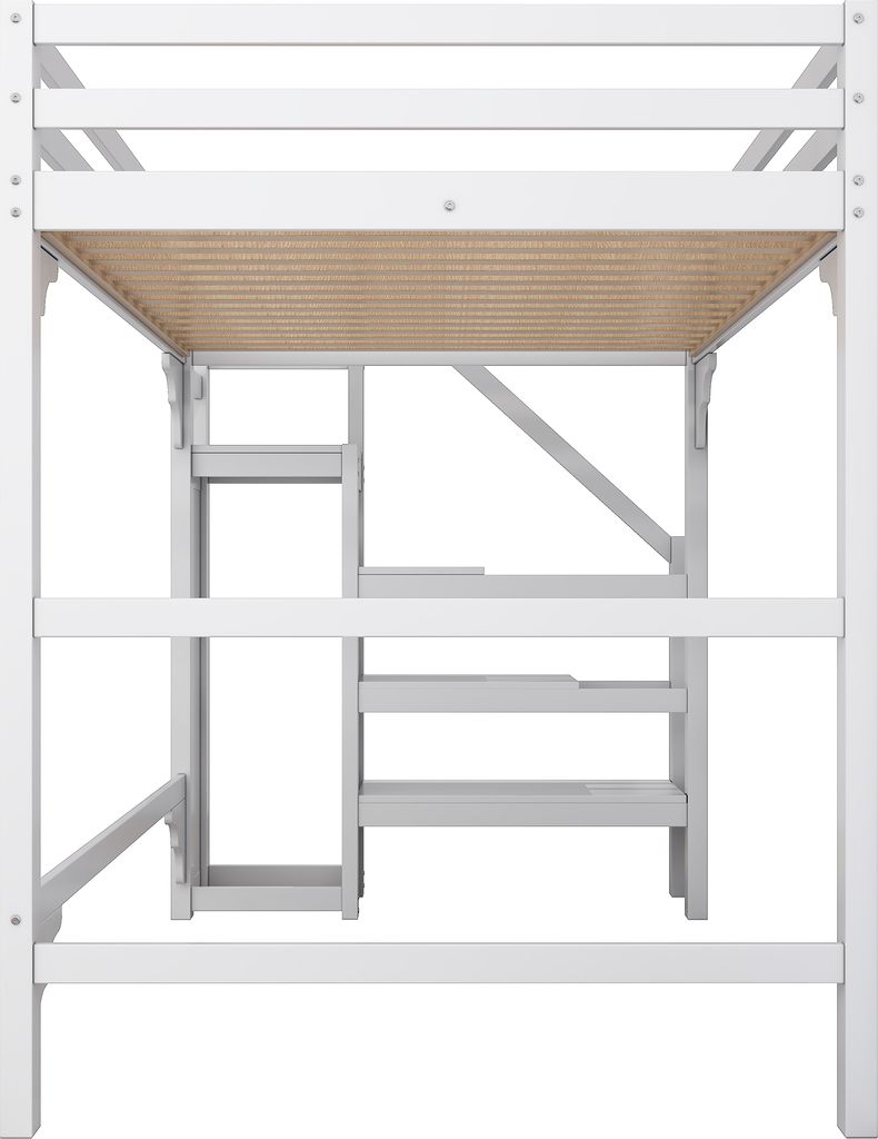 140x200cm Hochbett Weiß mit Stufentreppe, Kleiderschrank & Produktbild 18