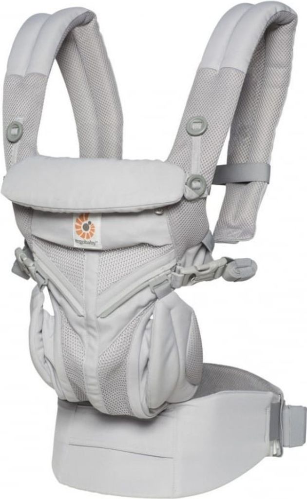 Ergobaby Babytrage für Neugeborene bis zum Kleinkind, 4-Positionen Omni 360 Cool Air Mesh Pearl Grey, Ergonomische Baby-Tragetasche Bauchtrage Rü...