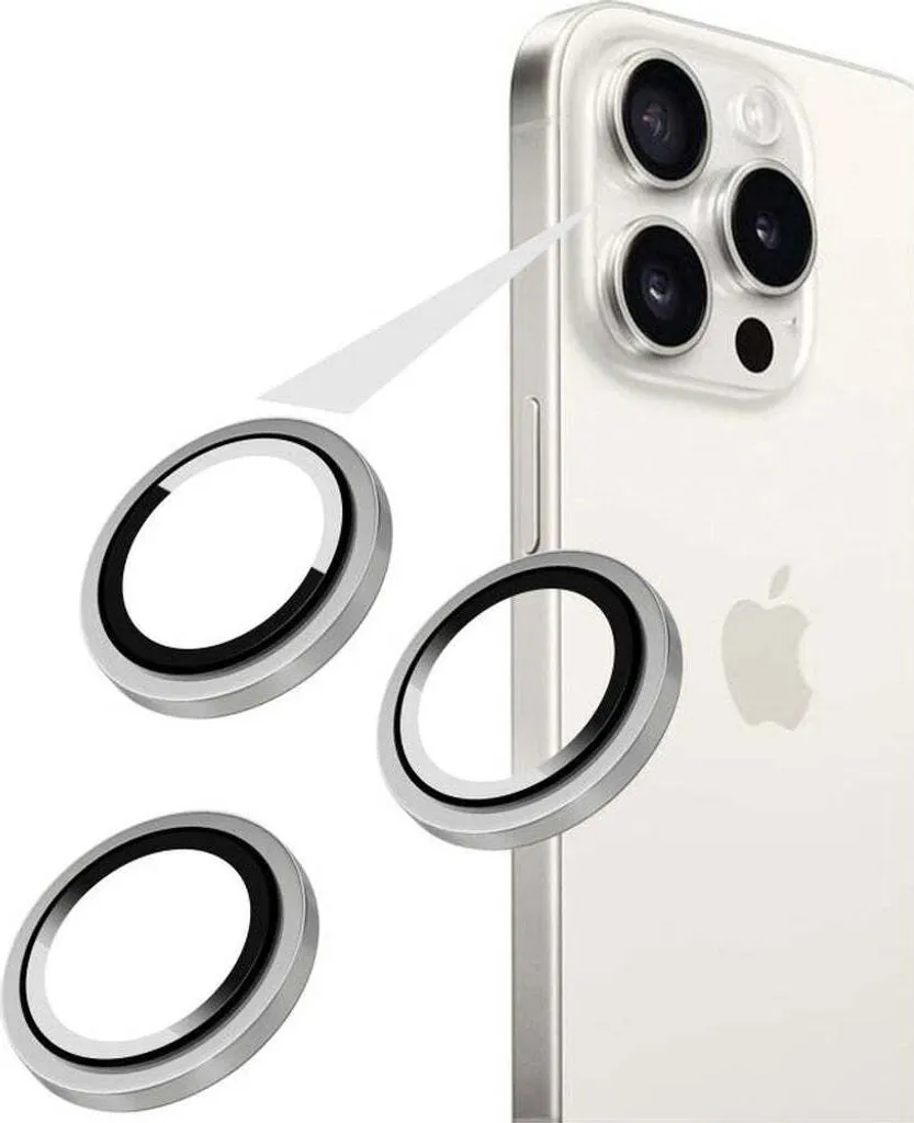 Kit Protezione Vetro Fotocamera iPhone 16 Pro/Max - Argento Fisso
