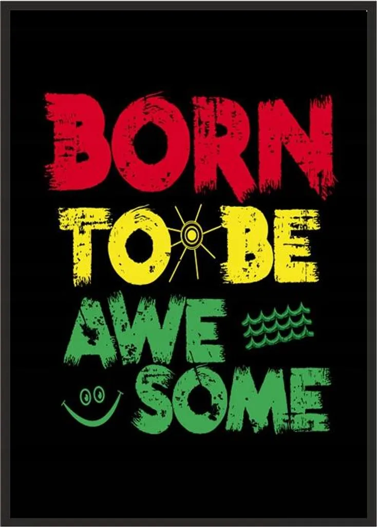 Déco murale salon : Poster Awesome P1087 avec cadre bois 53x73 cm