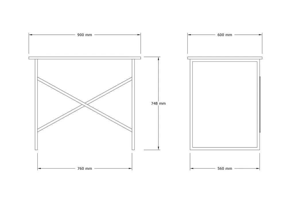Bureau informatique en bois de chêne - Table compacte 90x56 cm