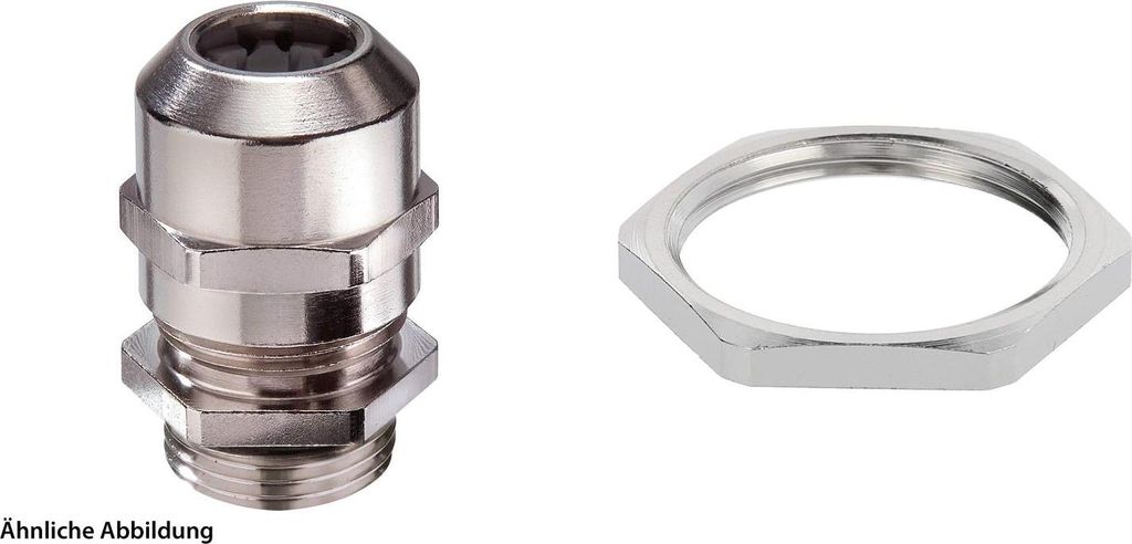 WISKA Verschraubung mit Gegenmutter PG21x1,588 inkl. O-Ring Messing (CuZn) vernickelt Gewindelänge 7,0mm - 1 Stück