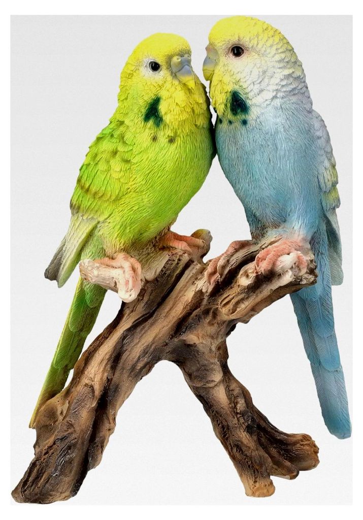 Naturgetreue Gartenfigur Wellensittich Paar 17,5 cm – Vögel, Realistische Deko