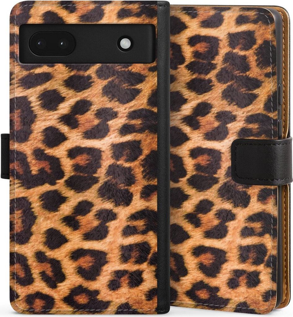 DeinDesign Klapphülle für Google Pixel 6a Handytasche Lederhülle Tasche Animalprint Fell Leopard