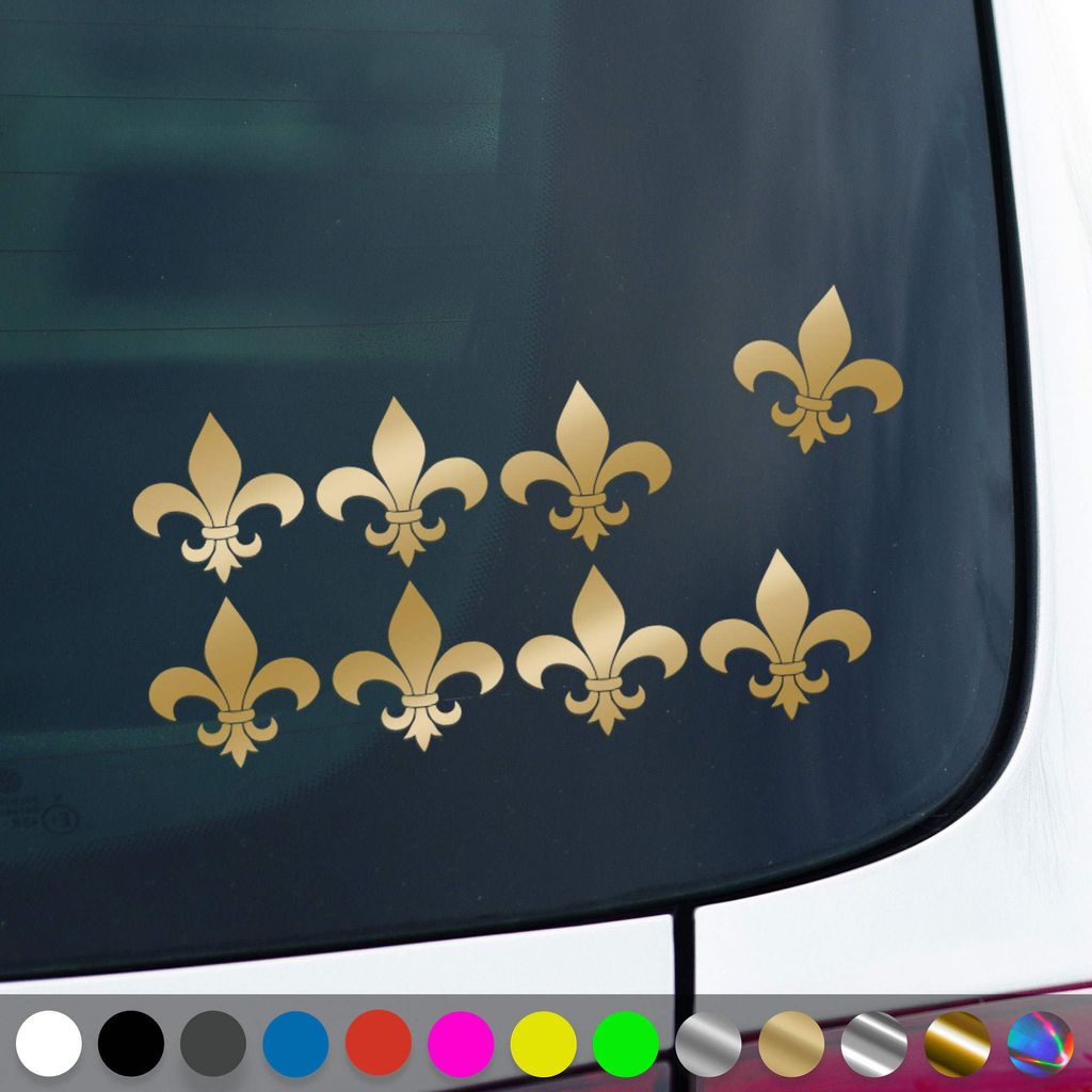 PantherPixel Lilie Aufkleber Set Fleur De Lis Lys Florenz Sticker Auto Geschenkidee Farbe Gold
