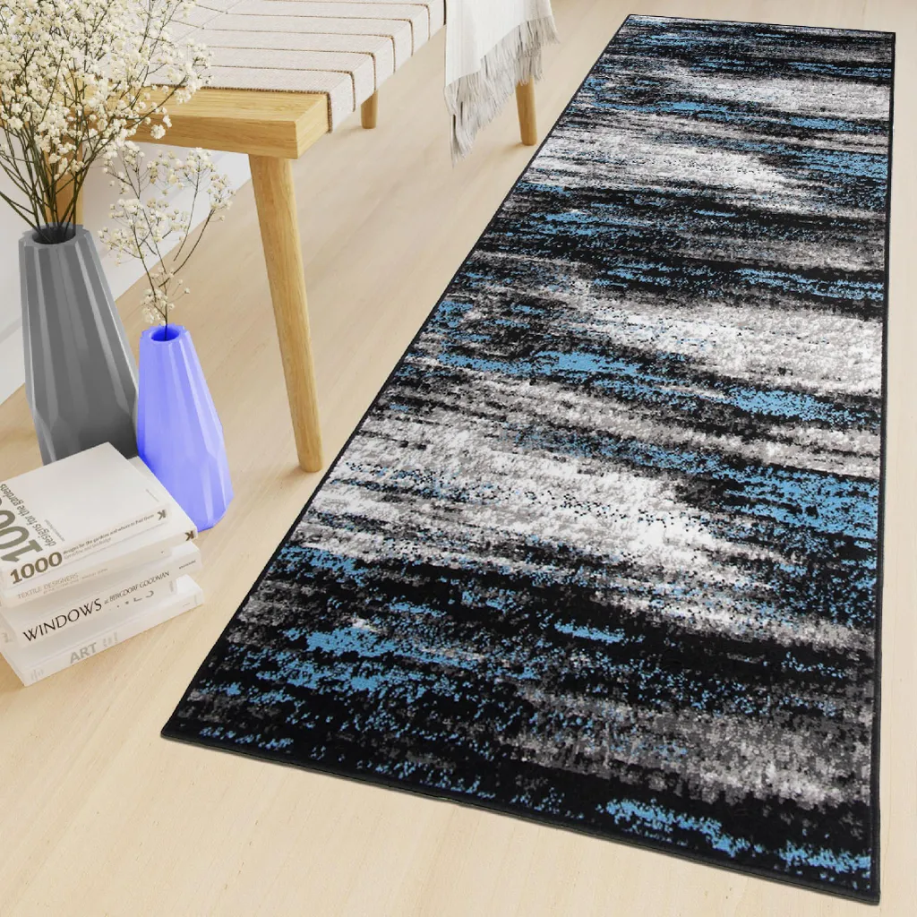 Tapis de Couloir Résistant Tapiso Maya 60x260 Gris - Entretien Facile