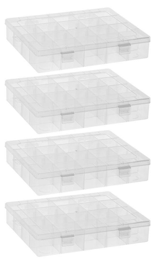 Sortierboxen für Kleinteile | Aufbewahrungsboxen | 20 Fächer pro Box, 4 x 4 cm | Abmessungen: 20,8 cm x 16,9 cm x 4 cm | Vitrinen, Sortimentsboxe...