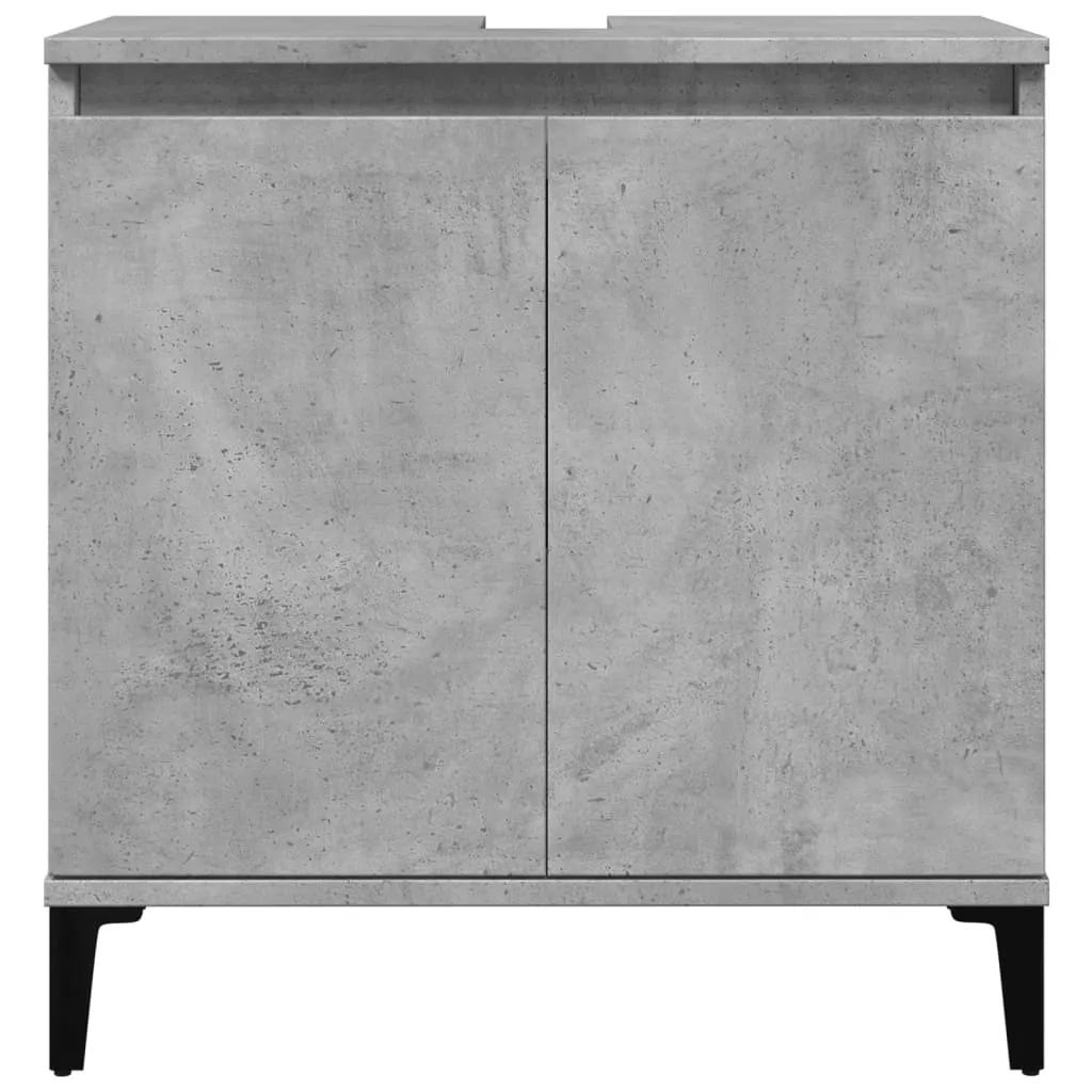 Meuble bas de lavabo en bois composite gris béton 60 cm de haut durable