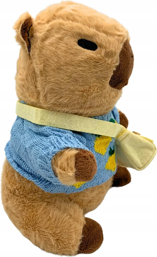 Doudou Capybara en peluche douce 25 cm avec pull et mini sacoche