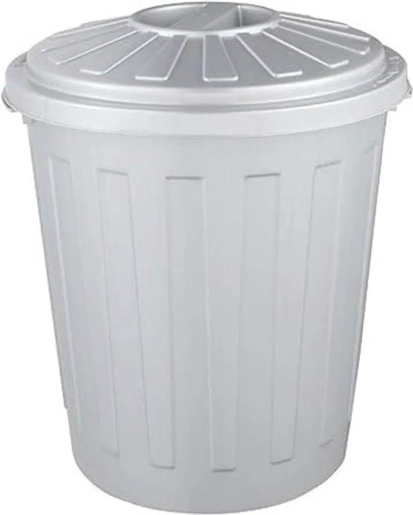 Poubelle d'extérieur pour jardin noir avec couvercle - Pack Hygiène 70L