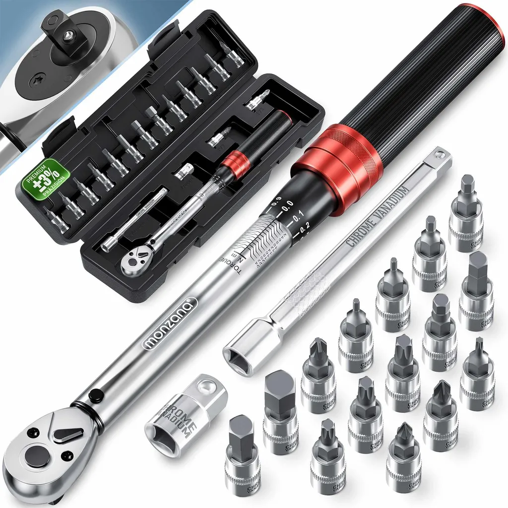Clé Dynamométrique 1-25 Nm Set de 18 Pièces pour Vélo et Moto de Route