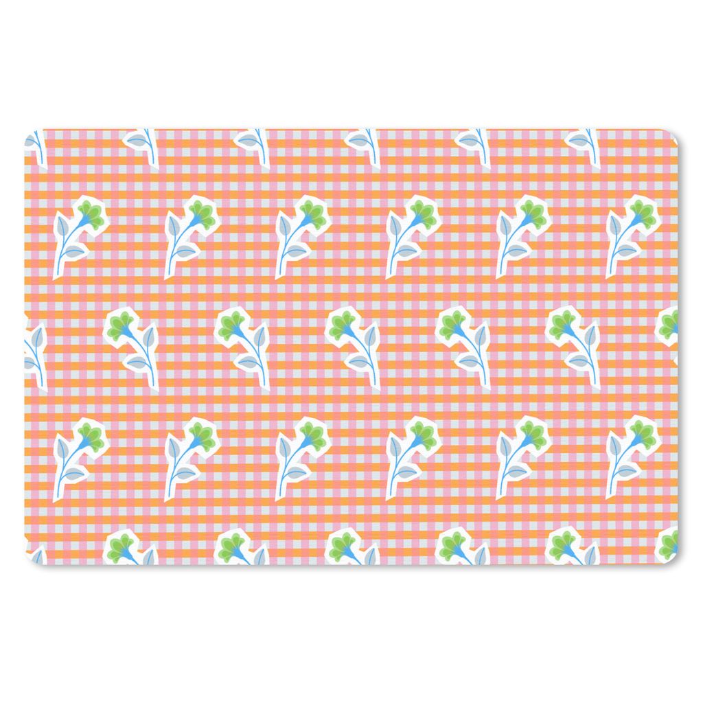 MuchoWow Schreibtischunterlage Blumen - Rauten - Muster 60x40 cm - XXL Mauspad - Großes Mauspad