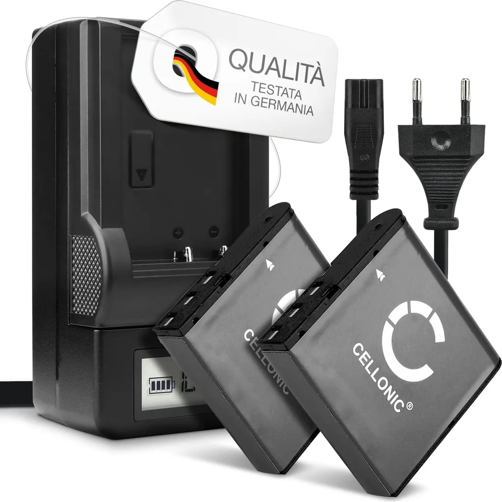 CELLONIC, Batteria per Fotocamera, compatibile con Kodak LB-060, PIXPRO AZ525, AZ528, AZ522, AZ361 (3.7V, 950mAh) 2 Pezzi + Caricabatterie
