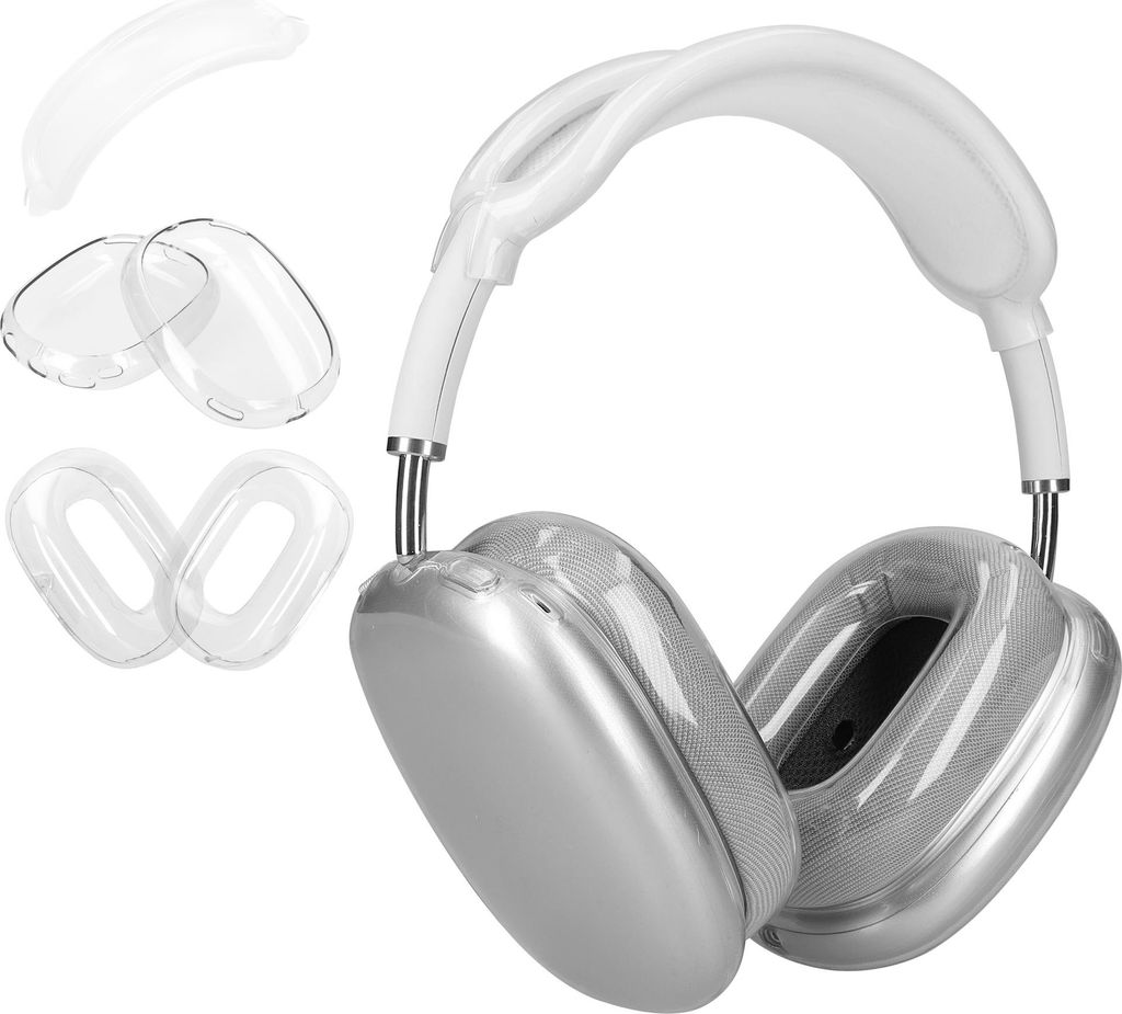 kwmobile 3in1 Kopfhörer Cover kompatibel mit Apple AirPods Max Hülle - TPU Ohrhörer Schutzhülle - 360° Headphone Case - Transparent