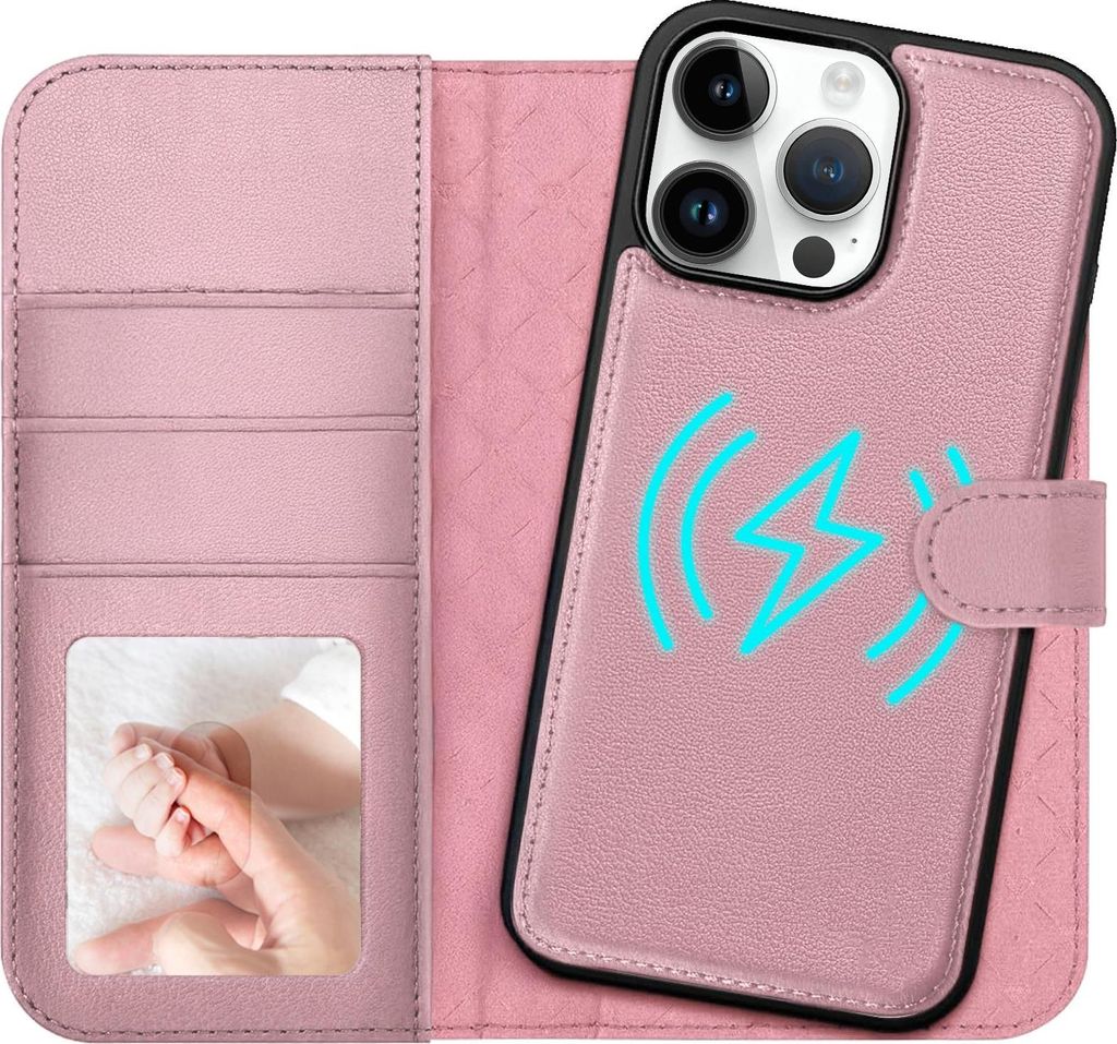 2in1 Magnet Wallet Handyhülle für iPhone 14 Pro Max Hülle RFID Schutz, abnehmbare Magnet Hülle, MagSafe kompatibel, stoßfestes Case mit Fotofe...