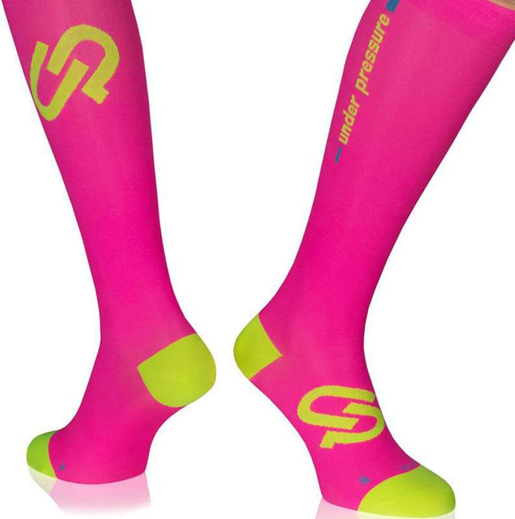 Under Pressure Ultralight | Sport-Kompressionsstrumpf (1 Paar) Sport-Kompressionsstrumpf - der Wettkampf-Socken 35-38 (Wade: 28-38cm) neonpink
