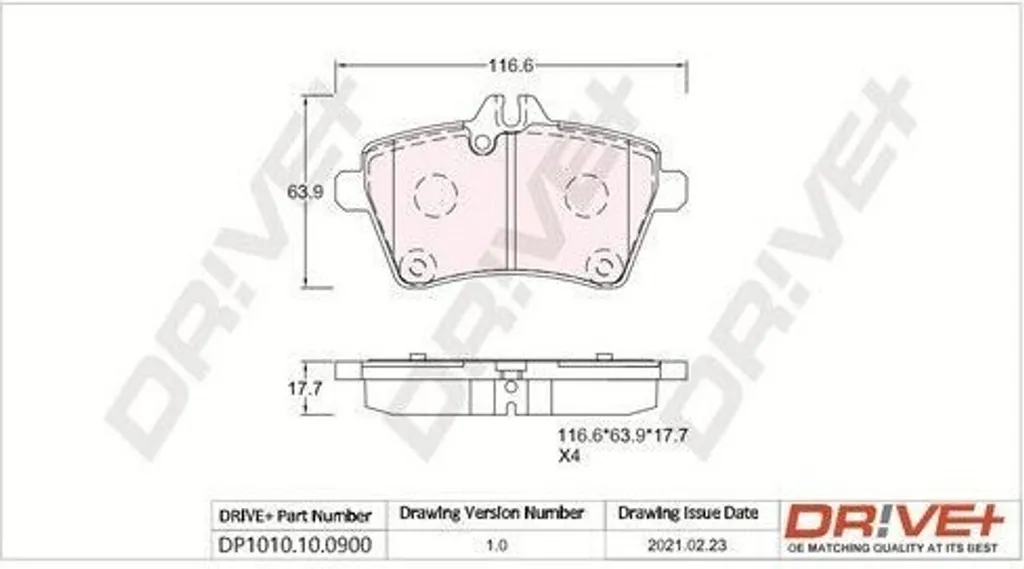 Plaquettes de frein avant Dr!ve+ DP1010 1694200220 Classe A W169