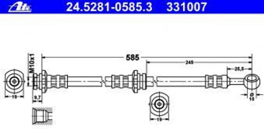 ATE Bremsschlauch Hinterachse links 24.5281-0585.3