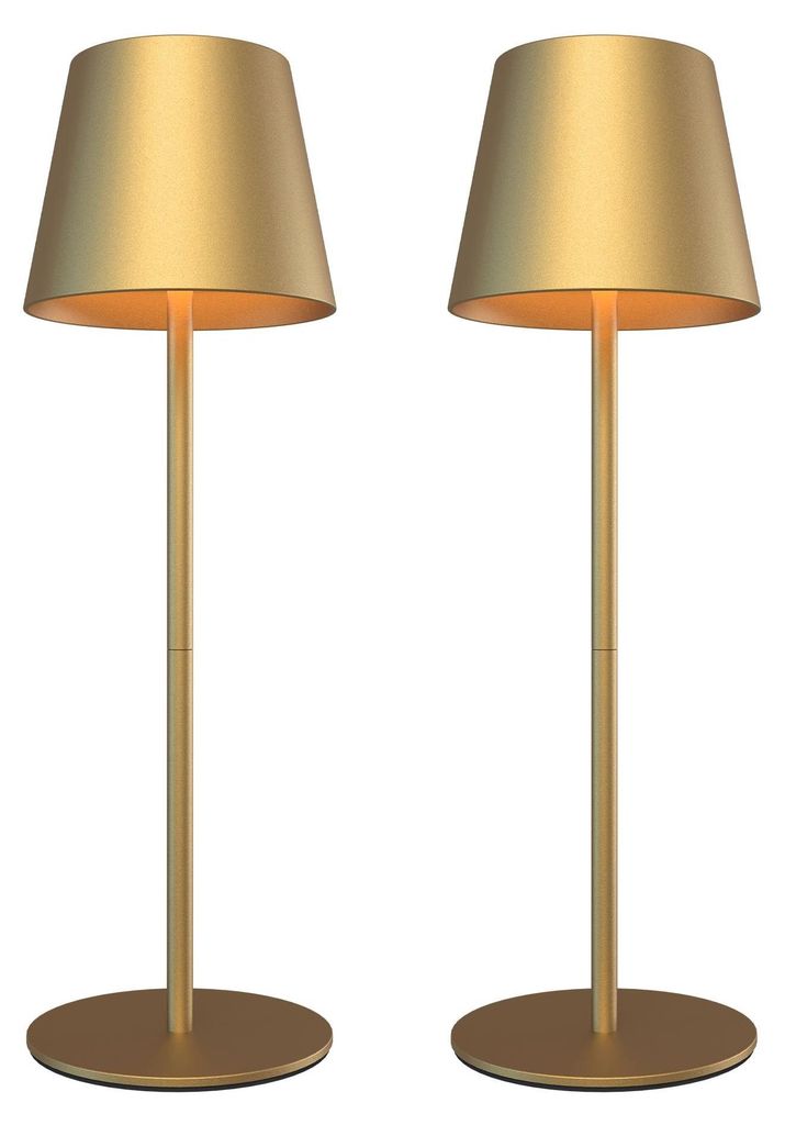 Ledvion 2x Wiederaufladbare LED Tischleuchte Messinggold Produktbild 