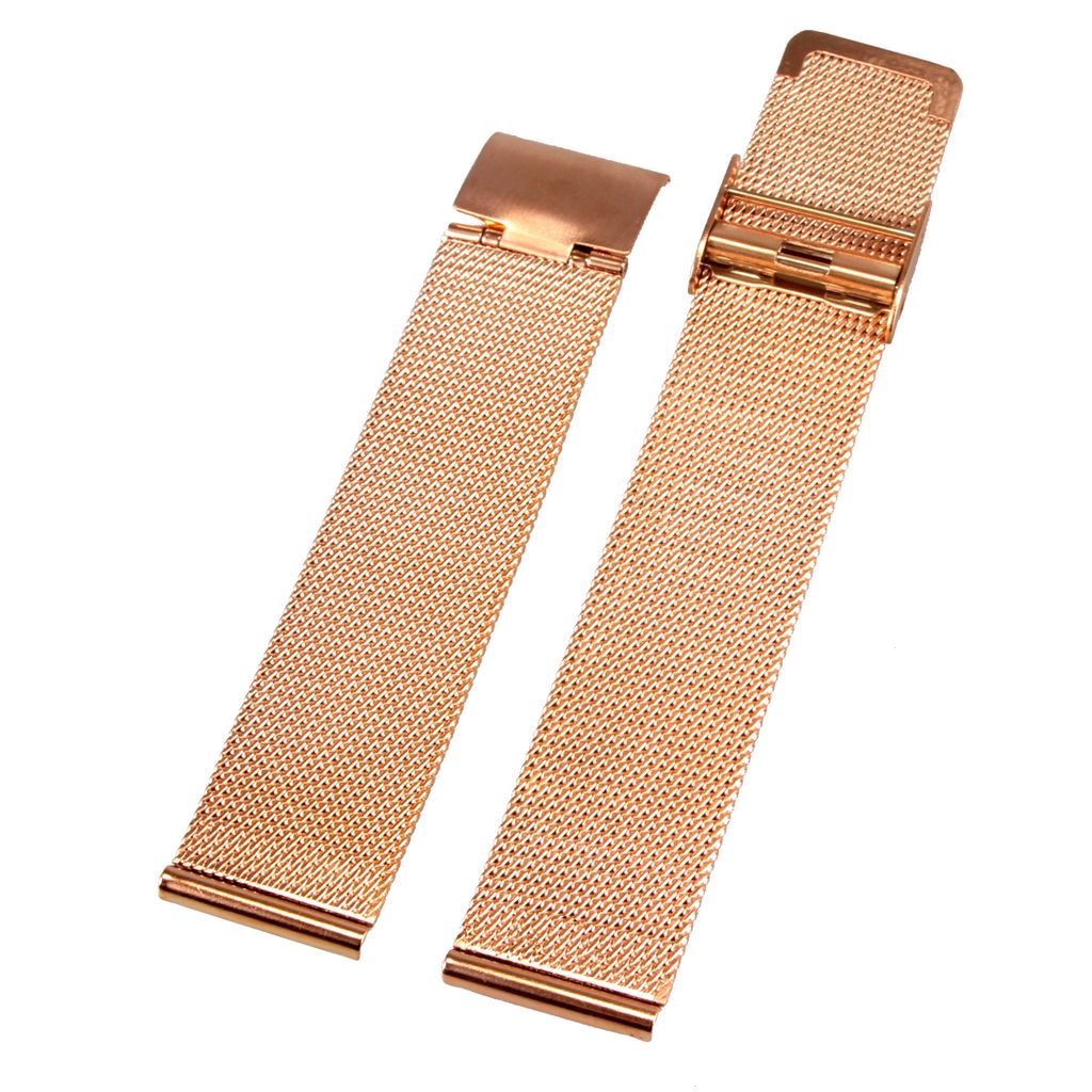 Alienwork Uhrenarmband fŸr Damen-Uhr mit Metall Mesh Armband Edelstahl rose-gold