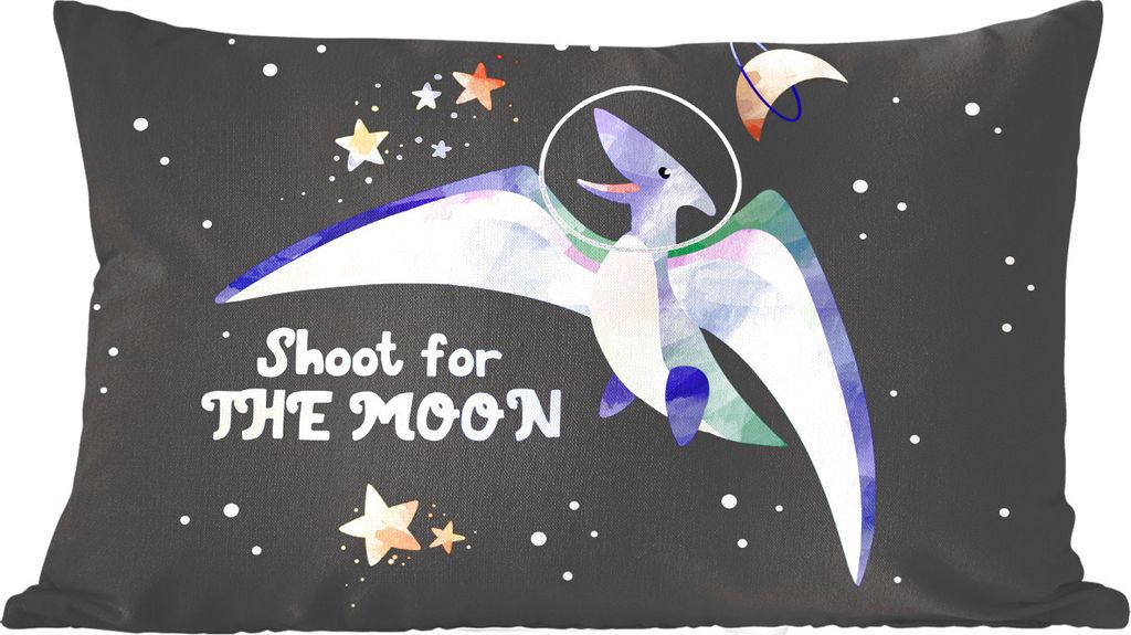 MuchoWow Zierkissen Sofakissen Wohnzimmer Dekokissen 50x30 cm Zitate - 'Auf den Mond schießen' - Sprichwörter - Raumfahrt - Kinder - Jungen - M...