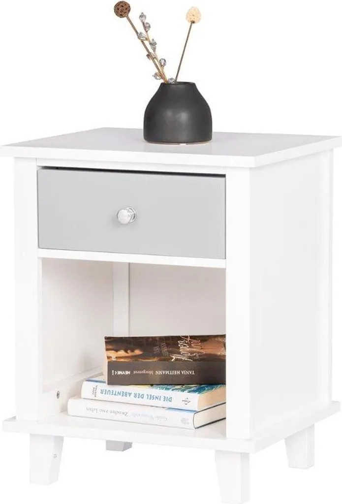 Table de chevet en bois blanc 34 x 40 x 50 cm meuble de rangement robuste