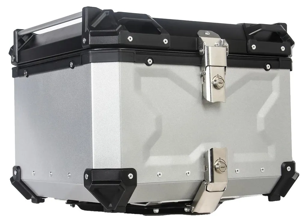 Top Case de Voyage Moto 55L Argent, Rangement Idéal pour Road Trip