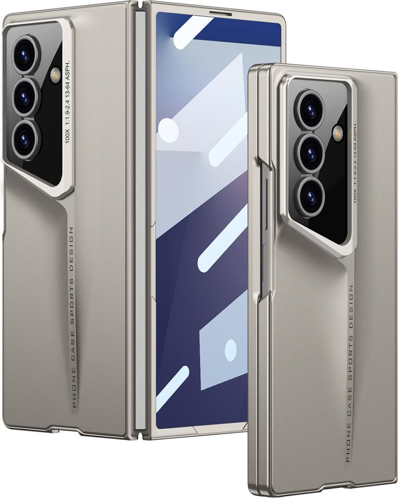 Hundyhülle für Samsung Galaxy Z Fold 7, Eingebautem Bildschirmschutz, Ultradünne Hartes Matt PC Kratzfest Schutzhülle Beige