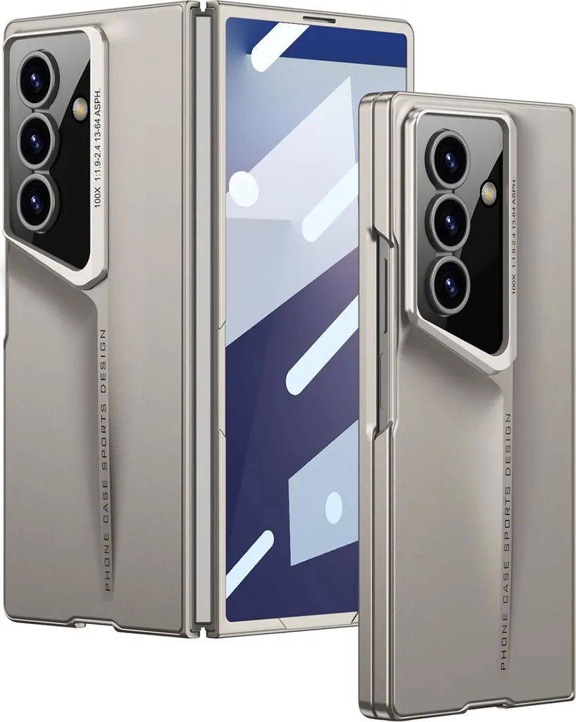 Custodia per Samsung Galaxy Z Fold 7 Custodia rigida opaca ultrasottile con pellicola protettiva integrata grigio titanio