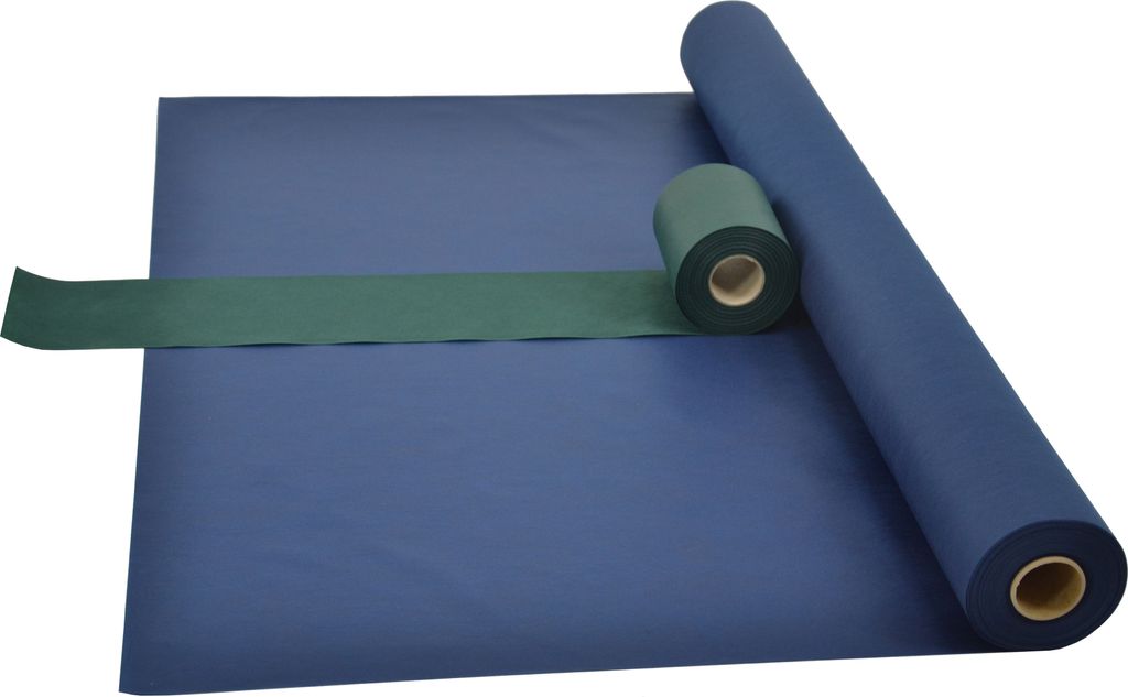 Sensalux Kombi-Set 1 Tischdeckenrolle 1,5m x 25m blau + Tischläufer 15cm grün